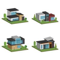 Isometric and 3D houses, Flat design of modern architecture home. vector