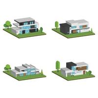 Isometric and 3D houses, Flat design of modern architecture home. vector