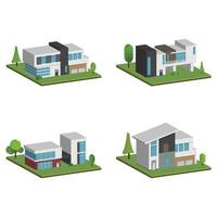 Isometric and 3D houses, Flat design of modern architecture home. vector