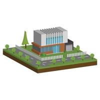 Casas isométricas y 3d, diseño plano de casa de arquitectura moderna. vector