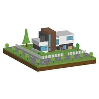 Isometric and 3D houses, Flat design of modern architecture home. vector