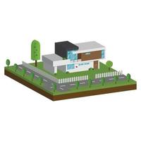 Isometric and 3D houses, Flat design of modern architecture home. vector