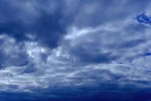 dramatic high deep blue sky with fluffy clouds photo