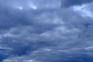 dramatic high deep blue sky with fluffy clouds photo