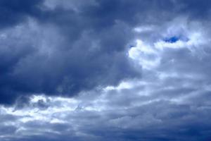 dramatic high deep blue sky with fluffy clouds photo