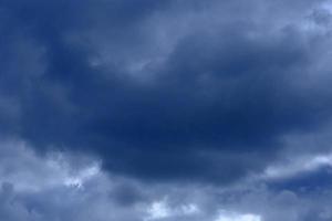 dramatic high deep blue sky with fluffy clouds photo