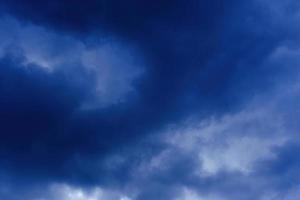 dramatic high deep blue sky with fluffy clouds photo