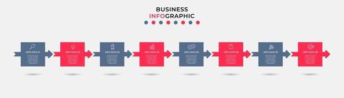 Plantilla de negocio de diseño infográfico con iconos y 8 opciones o pasos. vector