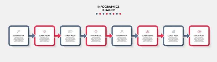 Plantilla de negocio de diseño infográfico con iconos y 8 opciones o pasos. vector