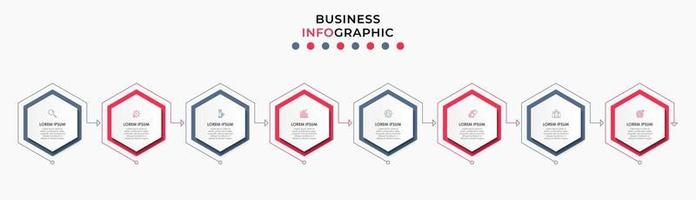 Plantilla de negocio de diseño infográfico con iconos y 8 opciones o pasos. vector