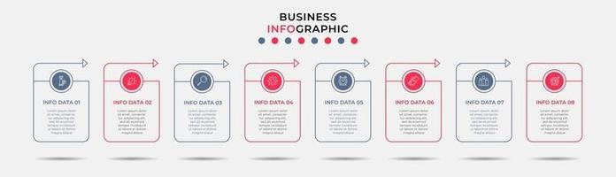 Plantilla de negocio de diseño infográfico con iconos y 8 opciones o pasos. vector