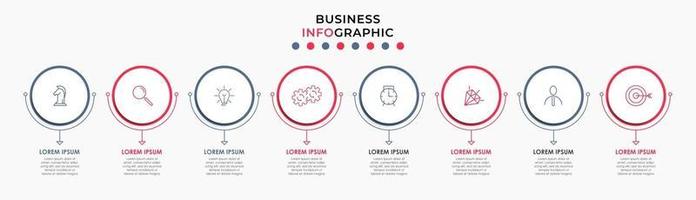 Plantilla de negocio de diseño infográfico con iconos y 8 opciones o pasos. vector