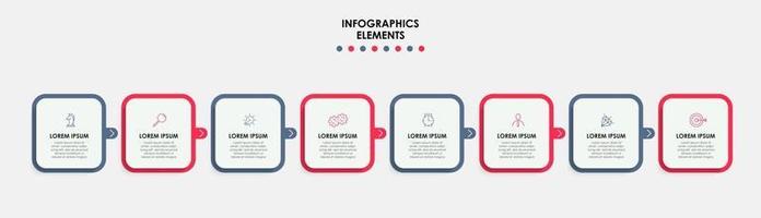 Plantilla de negocio de diseño infográfico con iconos y 8 opciones o pasos. vector