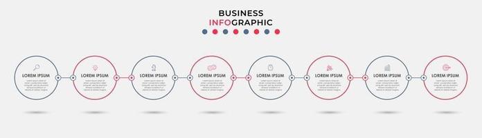 Plantilla de negocio de diseño infográfico con iconos y 8 opciones o pasos. vector