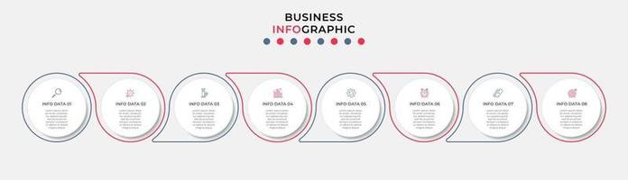 Plantilla de negocio de diseño infográfico con iconos y 8 opciones o pasos. vector