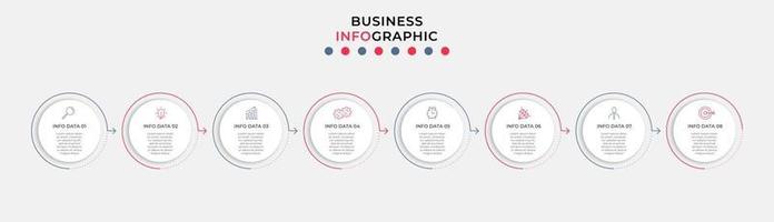 Plantilla de negocio de diseño infográfico con iconos y 8 opciones o pasos. vector