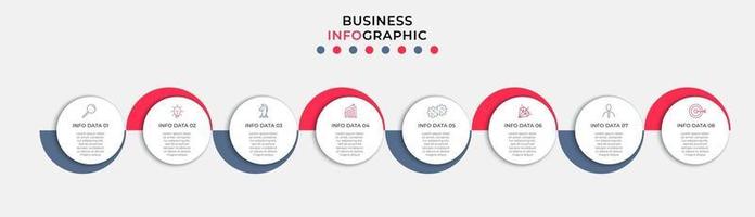 Plantilla de negocio de diseño infográfico con iconos y 8 opciones o pasos. vector