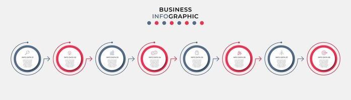 Plantilla de negocio de diseño infográfico con iconos y 8 opciones o pasos. vector