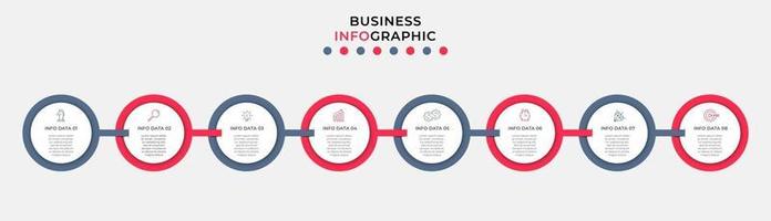 Plantilla de negocio de diseño infográfico con iconos y 8 opciones o pasos. vector