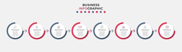 Plantilla de negocio de diseño infográfico con iconos y 8 opciones o pasos. vector