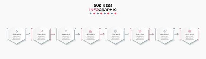 Plantilla de negocio de diseño infográfico con iconos y 8 opciones o pasos. vector