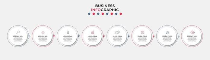 Plantilla de negocio de diseño infográfico con iconos y 8 opciones o pasos. vector