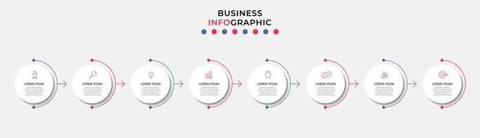 Plantilla de negocio de diseño infográfico con iconos y 8 opciones o pasos. vector