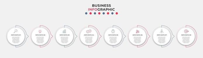 Plantilla de negocio de diseño infográfico con iconos y 8 opciones o pasos. vector