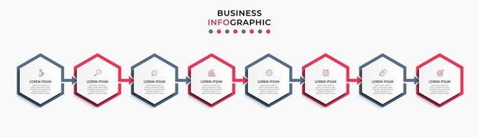 Plantilla de negocio de diseño infográfico con iconos y 8 opciones o pasos. vector