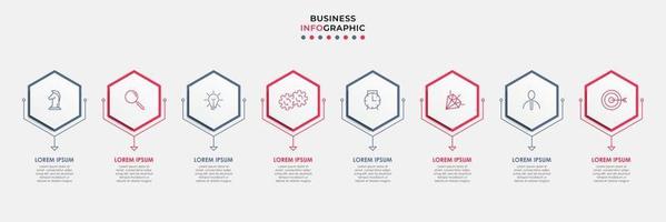 Plantilla de negocio de diseño infográfico con iconos y 8 opciones o pasos. vector