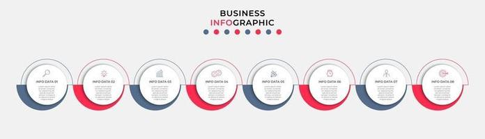 Plantilla de negocio de diseño infográfico con iconos y 8 opciones o pasos. vector