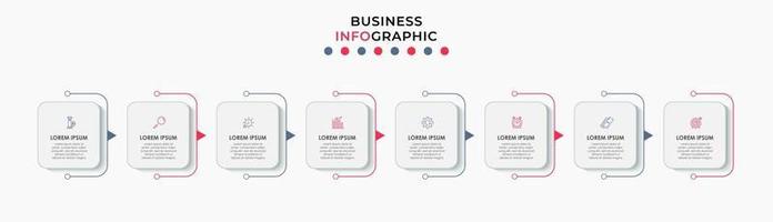 Plantilla de negocio de diseño infográfico con iconos y 8 opciones o pasos. vector