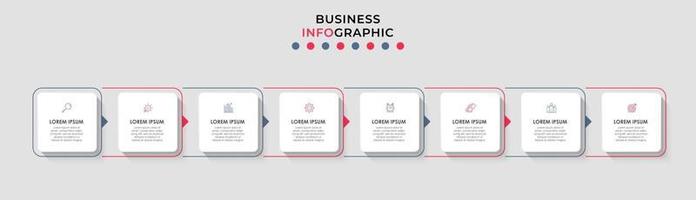 Plantilla de negocio de diseño infográfico con iconos y 8 opciones o pasos. vector