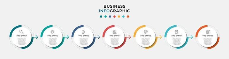 Plantilla de negocio de diseño infográfico con iconos y 7 opciones o pasos. vector