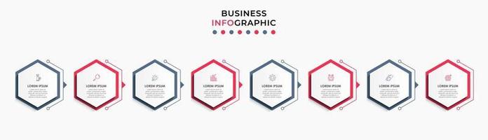 Plantilla de negocio de diseño infográfico con iconos y 8 opciones o pasos. vector