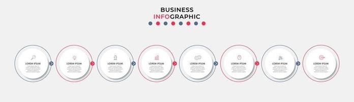 Plantilla de negocio de diseño infográfico con iconos y 8 opciones o pasos. vector