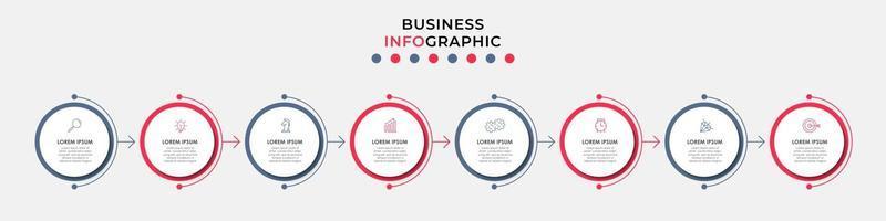 Plantilla de negocio de diseño infográfico con iconos y 8 opciones o pasos. vector