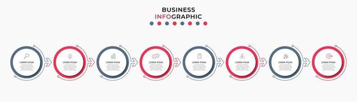 Plantilla de negocio de diseño infográfico con iconos y 8 opciones o pasos. vector