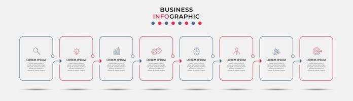 Plantilla de negocio de diseño infográfico con iconos y 8 opciones o pasos. vector