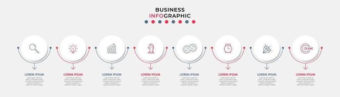 Plantilla de negocio de diseño infográfico con iconos y 8 opciones o pasos. vector