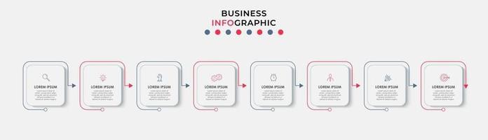 Plantilla de negocio de diseño infográfico con iconos y 8 opciones o pasos. vector