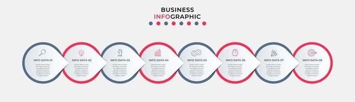 Plantilla de diseño infográfico con iconos y 8 opciones o pasos. vector