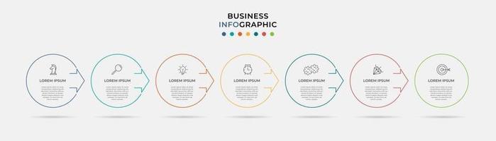 Plantilla de negocio de diseño infográfico con iconos y 7 opciones o pasos. vector