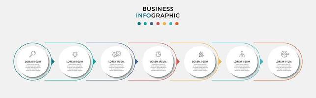 Plantilla de negocio de diseño infográfico con iconos y 7 opciones o pasos. vector