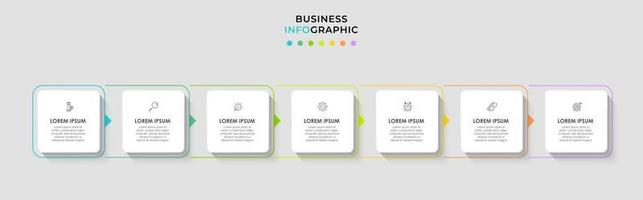 Plantilla de negocio de diseño infográfico con iconos y 7 opciones o pasos. vector