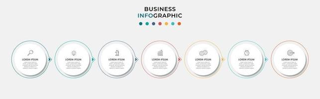 Plantilla de negocio de diseño infográfico con iconos y 7 opciones o pasos. vector