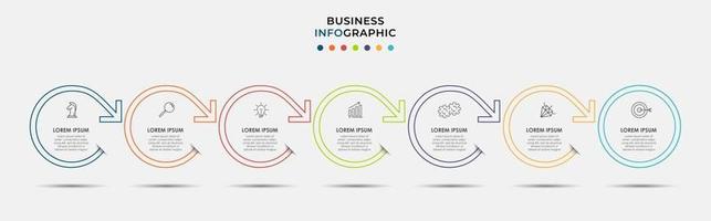 Plantilla de negocio de diseño infográfico con iconos y 7 opciones o pasos. vector