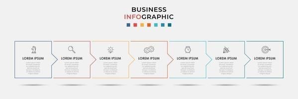 Plantilla de negocio de diseño infográfico con iconos y 7 opciones o pasos. vector