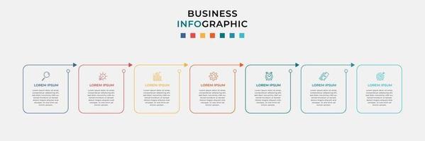 Plantilla de negocio de diseño infográfico con iconos y 7 opciones o pasos. vector