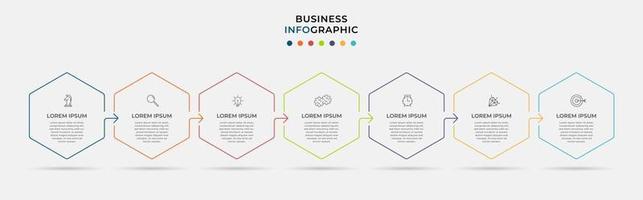 Plantilla de negocio de diseño infográfico con iconos y 7 opciones o pasos. vector